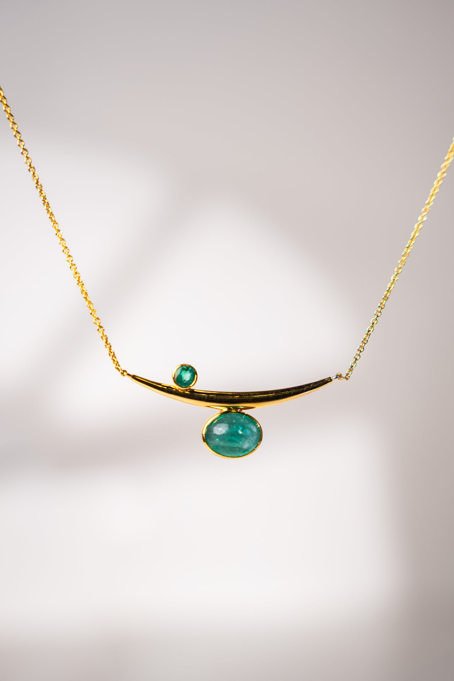 Emerald Golden Arc Necklace