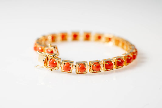 Coral Halo Link Bracelet