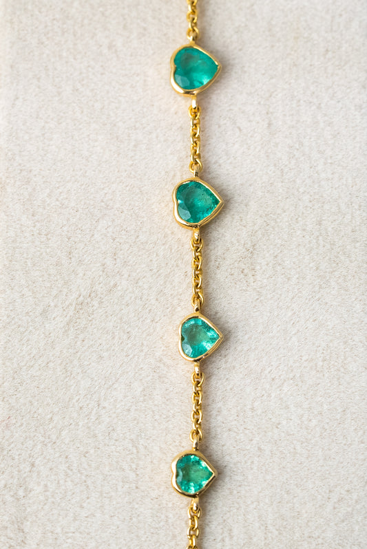 Heart Link Emerald Bracelet