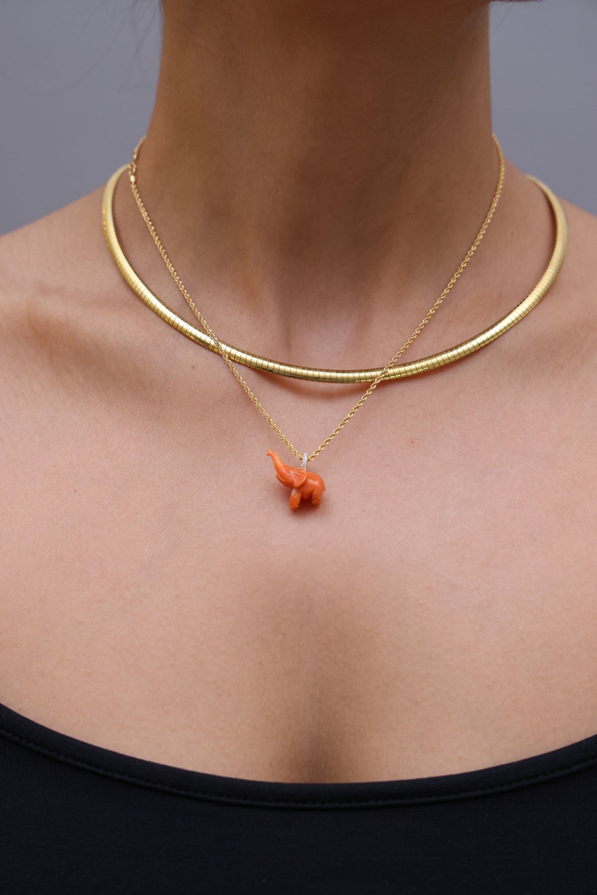 Coral Elephant Charm
