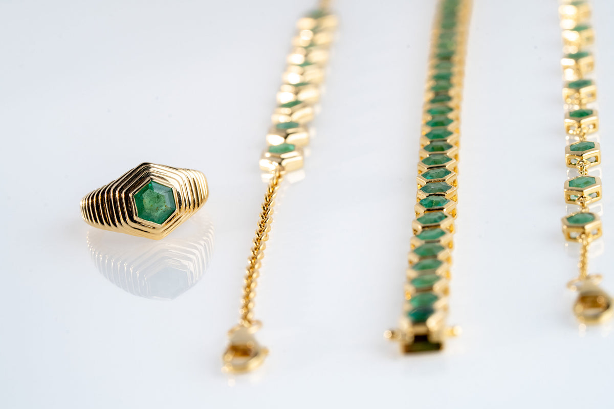 Emerald Hexa Ring